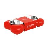 Hing Designs The Bone Bowl with Non Slip Rubber Feet and Dishwasher Safe Removable Stainless Steel Bowls, Pink