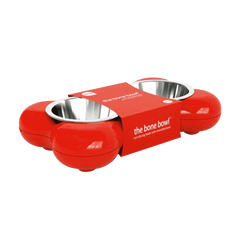 Hing Designs The Bone Bowl with Non Slip Rubber Feet and Dishwasher Safe Removable Stainless Steel Bowls, Pink