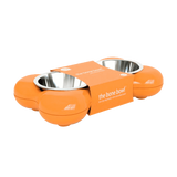 Hing Designs The Bone Bowl with Non Slip Rubber Feet and Dishwasher Safe Removable Stainless Steel Bowls, Pink