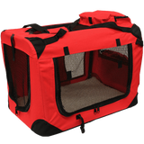 Mool Lightweight Fabric Pet Carrier Crate with Fleece Mat and Food Bag, Medium, 60 x 42 x 42 cm, Red