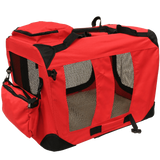 Mool Lightweight Fabric Pet Carrier Crate with Fleece Mat and Food Bag, Medium, 60 x 42 x 42 cm, Red