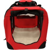 Mool Lightweight Fabric Pet Carrier Crate with Fleece Mat and Food Bag, Medium, 60 x 42 x 42 cm, Red