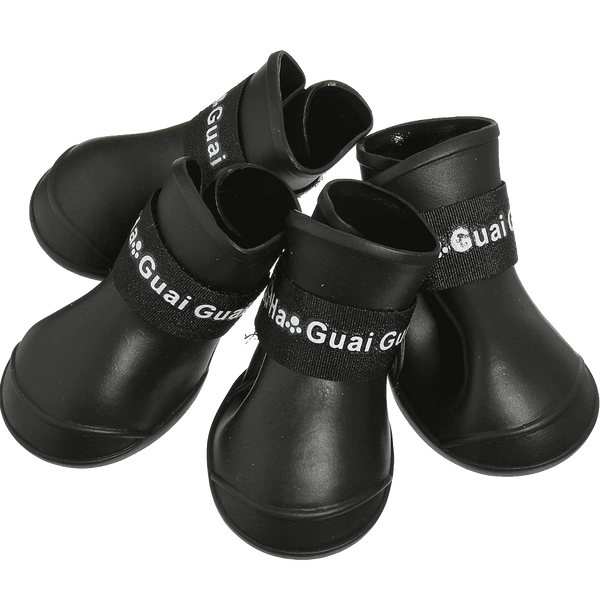 Pet Dog Rain Boots Booties Waterproof Protective Rubber Shoes,3 sizes,BLACK